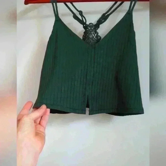 AERIE | Dark Green Racerback with Lace Bralette Size Small - Picture 3 of 5